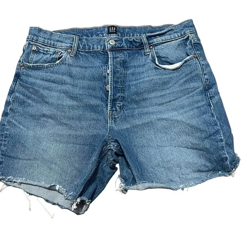 GAP Cheeky Straight Cut Off Denim Shorts Button Fly Womens 16